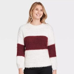 NWT Women's Knox Rose Colorblock Pullover Sweater, Rouge Red, Size XL
